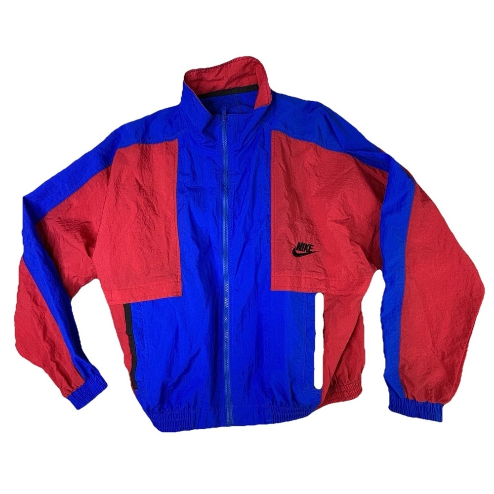 Nike Jacket Mens Medium Red White Blue Windbreaker Sportswear Windrunner Y2K